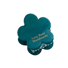 Mini Heart Hair Clip Strong Hold Claw For Casual-blue flower