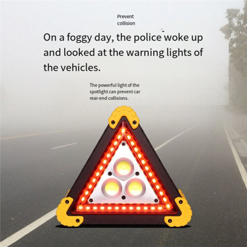 Multifunction Car Breakdown Emergency Safety Triangle Stop Sign with Red LED Warning Light Triangle Light Car Stop Sign 2