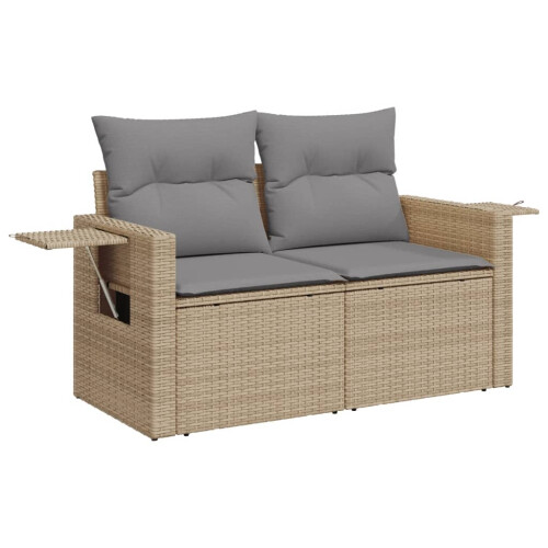 VidaXL vidaXL 14-tlg. Garten-Sofagarnitur mit Kissen Beige Poly Rattan 2