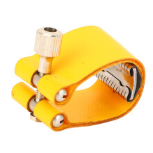 Tenor Sax Ligature Fastener Artificial Leather Adjustable Yellow for Saxophone