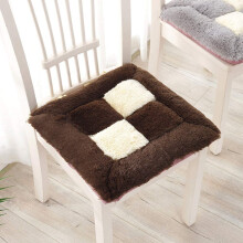 1 PCS Soft Square Chair Pad with Ties Plaid Faux Fur Seat Cushion Long Plush Indoor Dining Chairs Cushion