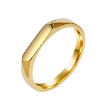 Anello da mignolo da donna in acciaio inossidabile, semplice, con design geometrico, colore oro, taglia 10.