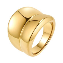 Anello da donna in acciaio inossidabile, design classico e semplice, taglia 7, colore oro.