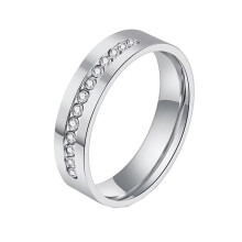 Men's Stainless Steel 6MM ClassicHigh Polished Round Cubic Zirconia Wedding Band Ring Silver Size 7