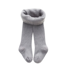 Gefütterte Leggings für Mädchen, Baumwollstrick, warm gefütterte Kinderstrumpfhose, lange Hose für Kleinkinder (L4-6 Jahre, Grau)