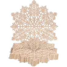 Mosayt Christmas Round Snow Placemats Set of 6, Gold Vinyl Metallic, Washable & Non-Slip, Heat Resistant, 15" – Compatible with Dining/Wedding/Party