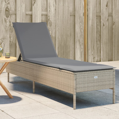 VidaXL vidaXL Sonnenliege mit Auflage Beige Poly Rattan 1