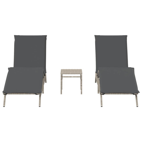 VidaXL vidaXL Sonnenliegen 2 Stk. mit Tisch Hellgrau Poly Rattan 2