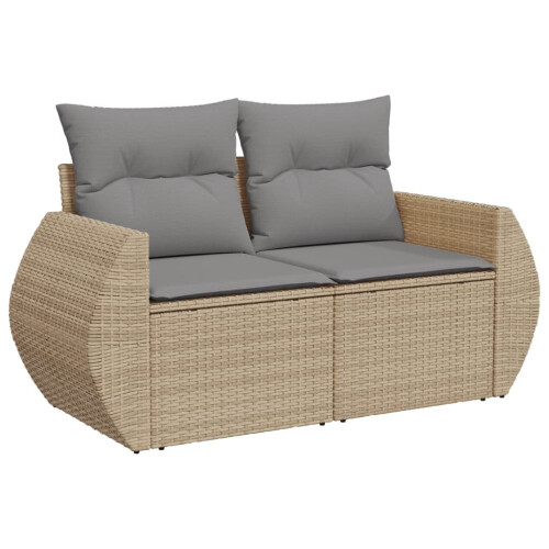 VidaXL vidaXL 9-tlg. Garten-Sofagarnitur mit Kissen Beige Poly Rattan 2