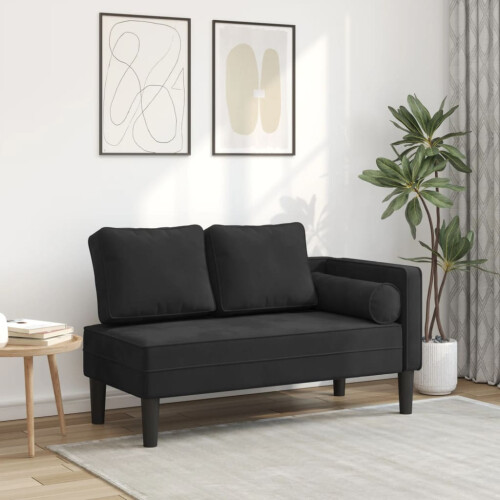 VidaXL vidaXL Chaiselongue mit Kissen Schwarz Samt 1