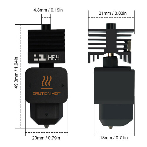 2 Stück 0,4 mm gehärtete Stahldüse für H2D Hotend 1