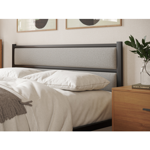 (Single) Snuggle Beds Nova Black Metal Upholstered Bed Frame 1