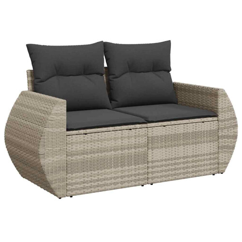 VidaXL vidaXL 10-tlg. Garten-Sofagarnitur mit Kissen Hellgrau Poly Rattan 2