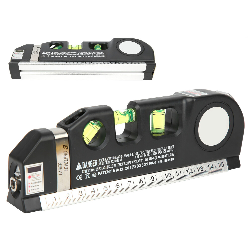 Multipurpose Laser Level Line Tool With 8Ft Tape, Aluminum Alloy, Black 4271391879681