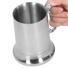 560 ml Edelstahlbecher silber mit Griff für Cocktails, 14,2 cm