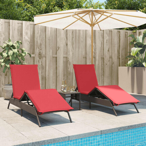 VidaXL vidaXL Sonnenliegen 2 Stk. mit Tisch Braun Poly Rattan 1
