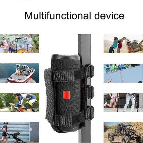 (S, Black) Bike Bluetooth Speaker Mount Portable Speaker Mount Adjustable Strap Bracket Holder 1