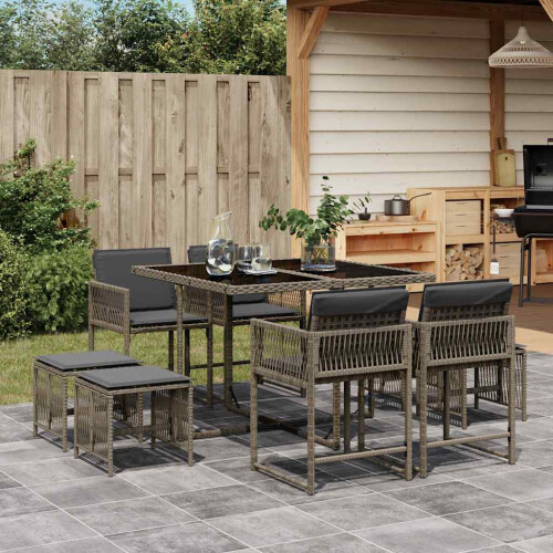 VidaXL vidaXL Garden Dining Set | Grey, Dark Grey, Black 1