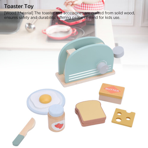 Wooden Toaster Play Set for Kids | Educational Solid Wood Accessory 1
