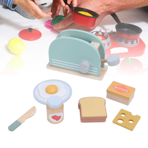 Wooden Toaster Play Set for Kids | Educational Solid Wood Accessory 2