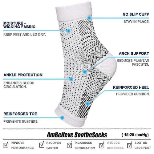 (S M, Black) Compression Ankle Arch Support Socks Sports 1