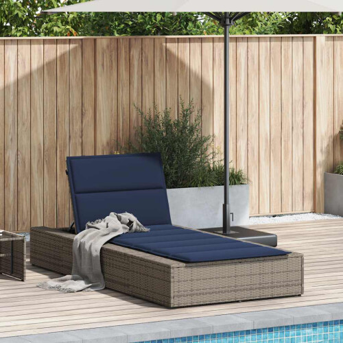 VidaXL vidaXL Sonnenliege mit schwebender Auflage Grau Poly Rattan 1