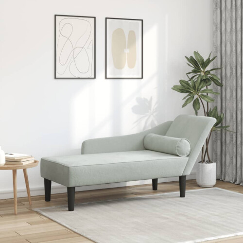 VidaXL vidaXL Chaiselongue mit Kissen Hellgrau Samt 1