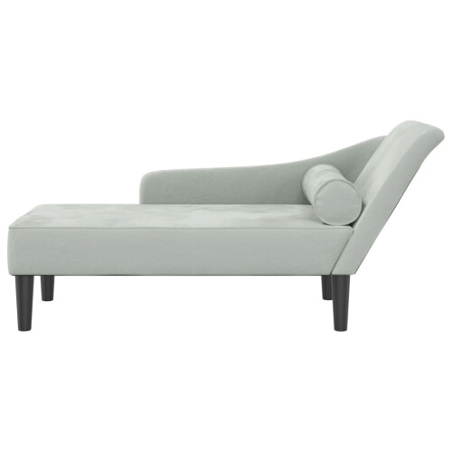 VidaXL vidaXL Chaiselongue mit Kissen Hellgrau Samt 2