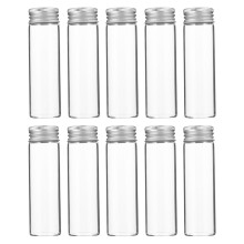 10Pcs Portable Clear Glass Bottles with Silver Lids for Beauty Storage