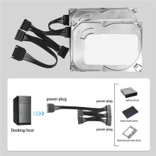2X Sdoppiatore di Alimentazione A 15 Pin Cavo di Prolunga per Disco Rigido HDD SSD da 1 A 5 Cavo di Espansione per Disco Rigido