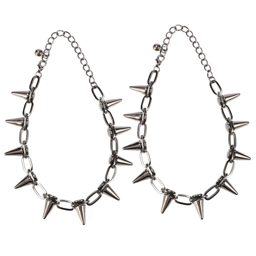 2X Collier/Choker Gothique de Rivets Punk En Metal de Perles