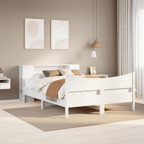 VidaXL vidaXL Bed Frame without Mattress White 160x200 cm Solid Wood Pine 1