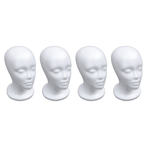 4X Female Foam Mannequin  Model Hat Wig Display Stand Rack white