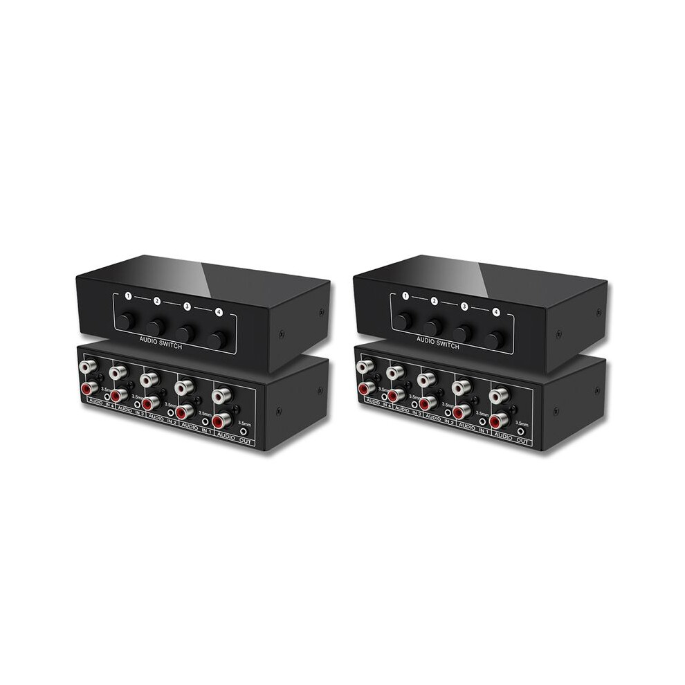 2Pcs 3.5Mm Aux +Rca L/R Bi-Directional Stereo Audio 4 In 1 Out A/B Analog Audio Switcher Selector 6031119108565