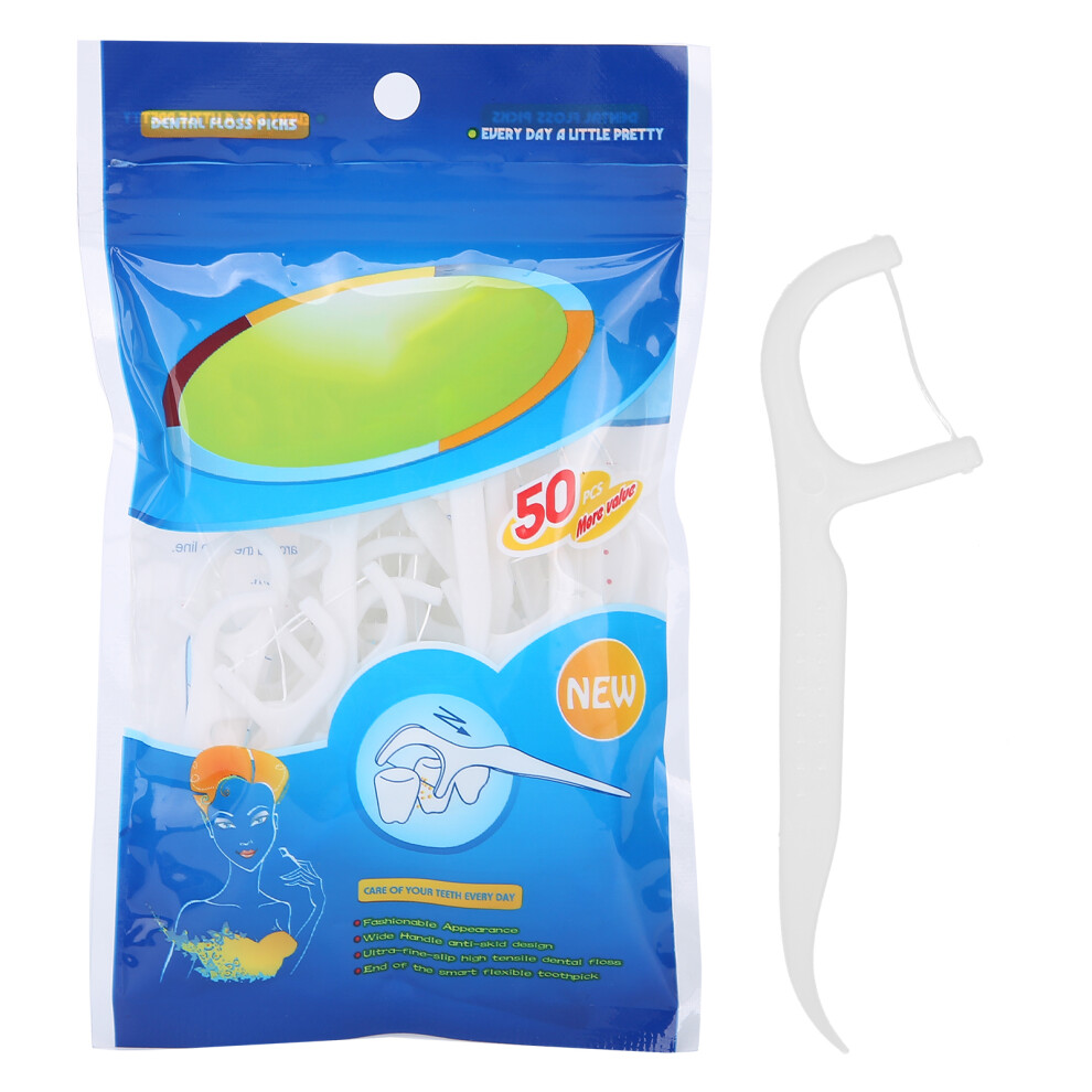 Thin Plastic Dental Floss Picks for Adults, 50 Count