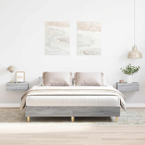 VidaXL vidaXL Bed Frame | Grey Sonoma | Engineered wood, solid eucalyptus wood 1