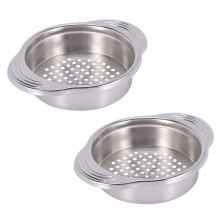 2X Stainless Steel Food Can Strainer Sieve Tuna Press Lid Oil Drainer Remover, Unique No-Mess Dishwasher Safe Design