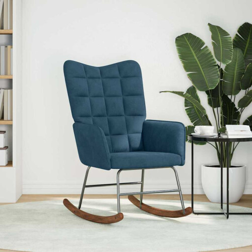 VidaXL vidaXL Schaukelstuhl Blau Samt 1