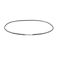 Jewelry Men'S Necklace - Chain - 3mm Cord - PU Leather -for Men - Color Black Silver - with Gift Bag - 45cm