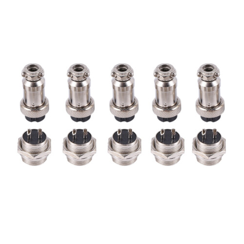Universal Panel Mount 16mm 2Pin Aviation Connectors Plugs 5 Pcs