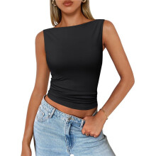 Sexig Ärmlös Väst för Dammode Svart L