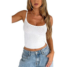 Women'S Basic Tank Top Adjustable Spaghetti Straps Sleeveless Camisole Shirts White M