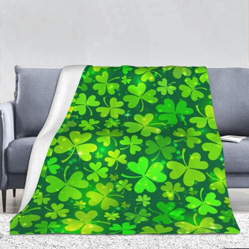 Couverture polaire Saint-Patrick à motifs de trèfles verts 40x50 2