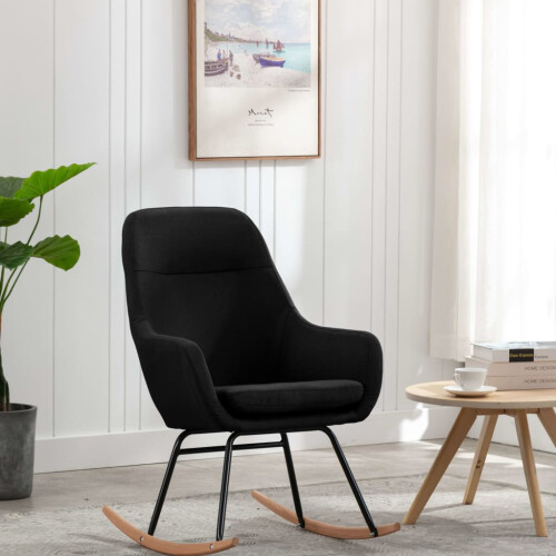 VidaXL vidaXL Schaukelstuhl Schwarz Stoff 1