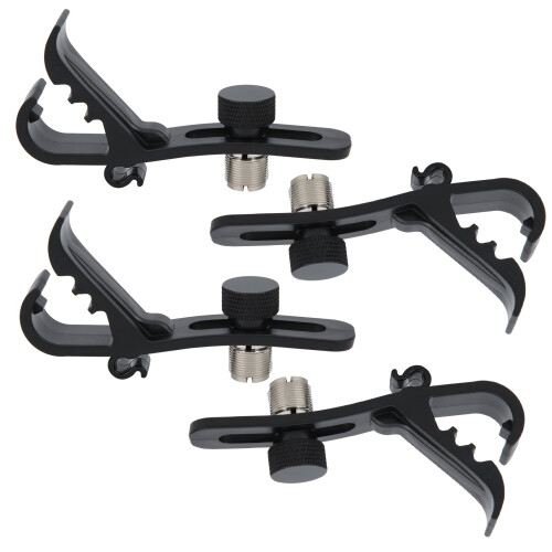 4Pcs Drum Microphone Clips Black Shockproof Clamp 11.6cm 2