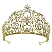 Stylish Zinc Alloyed Crowned Headwear For Bride And-1923 gold