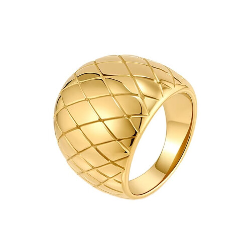Women's Stainless Steel Chunky Dome Mesh Statement Ring Gold Size 8