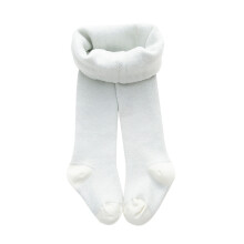 Gevoerde leggings voor meisjes, katoenen gebreide warme panty voor peuters, lange broek (XL 6-8 jaar, wit)