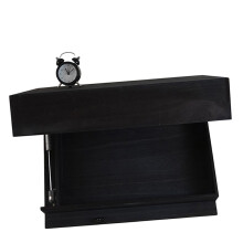 Multi Functional Wood Wall Shelf For Kitchen Bathroom-Black L