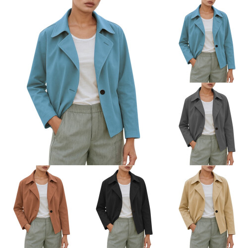 Κοντά σακάκια για γυναίκες Business Casual Επίσημο κοστούμι με μακριά μανίκια